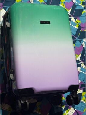 Gradient Green and Purple Hardside Carry-On Travel Bag